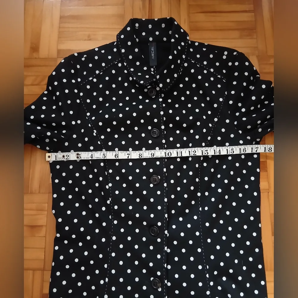 Marc Cain Black and White Polka Dot Knit Blazer.Size 4 - Picture 11 of 12